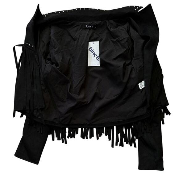 NWT Blue B Faux Suede Studded Fringe Cropped Jacket Small - Picture 6 of 8